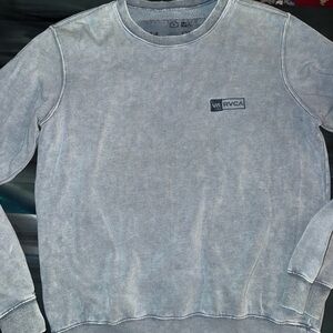 RVCA Men's Washed Light Blue/Gray Crewneck Sweater
